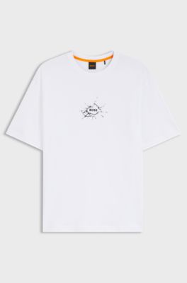 Relaxed-fit T-shirt in cotton with logo artwork, White