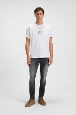 Relaxed-fit T-shirt in cotton with logo artwork, White