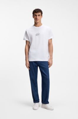 Relaxed-fit T-shirt in cotton with logo artwork, White