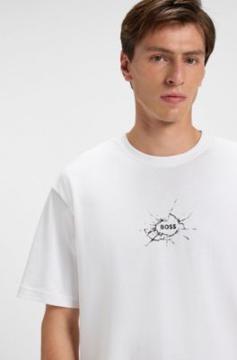 Relaxed-fit T-shirt in cotton with logo artwork, White