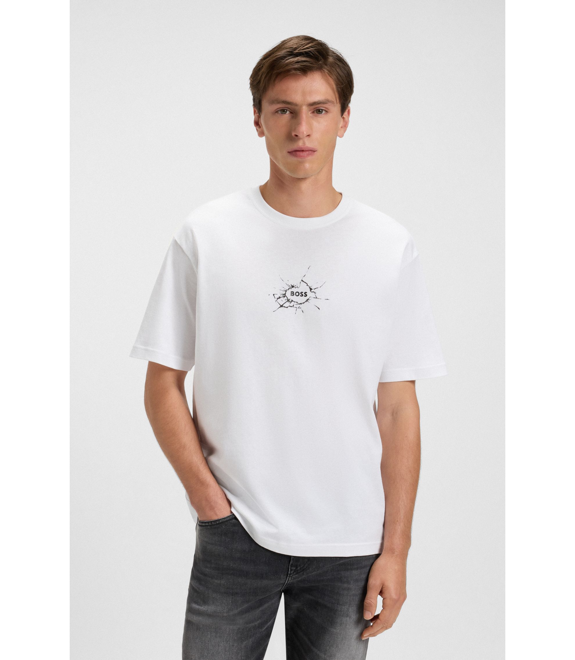 BOSS - リラックスフィットTシャツ コットン ロゴアートワーク