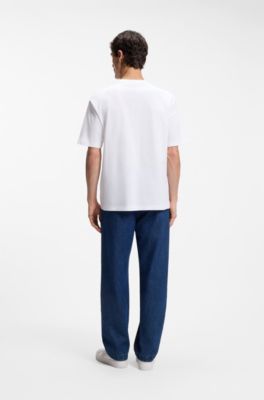 Relaxed-fit T-shirt in cotton with logo artwork, White