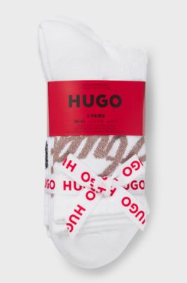 Three-pack of short-length socks with sparkly logos, White