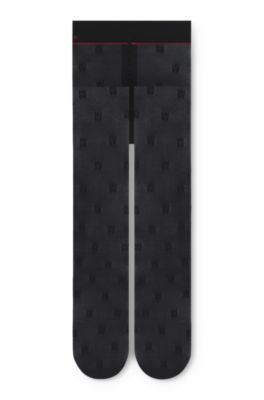 30 denier tights med stablet logomotiv, Sort m&oslash;nstret