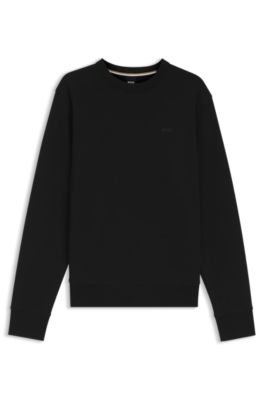 Cotton-terry sweatshirt with tonal logo, Black