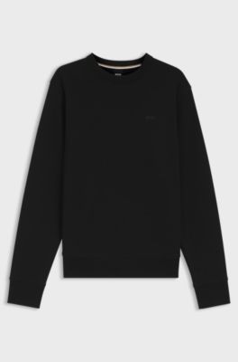 Cotton-terry sweatshirt with tonal logo, Black
