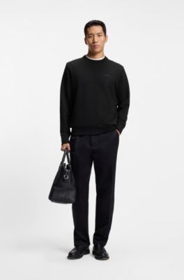 Cotton-terry sweatshirt with tonal logo, Black
