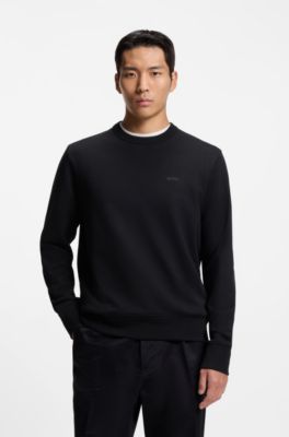Cotton-terry sweatshirt with tonal logo, Black
