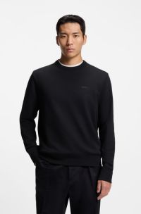 Cotton-terry sweatshirt with tonal logo, Black