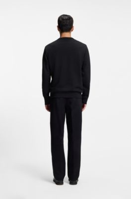 Cotton-terry sweatshirt with tonal logo, Black