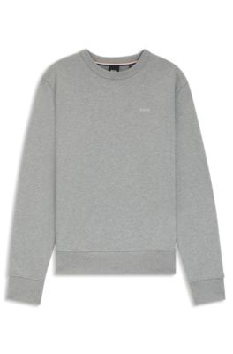 Cotton-terry sweatshirt with tonal logo, Silver