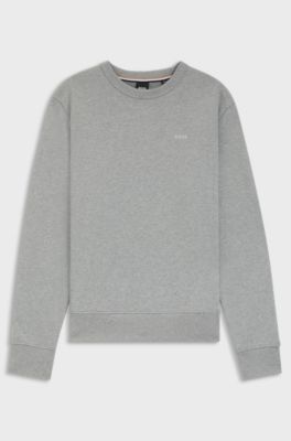 Cotton-terry sweatshirt with tonal logo, Silver