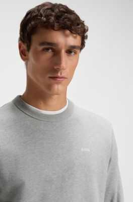 Cotton-terry sweatshirt with tonal logo, Silver
