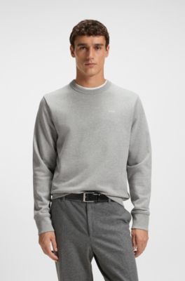 Cotton-terry sweatshirt with tonal logo, Silver