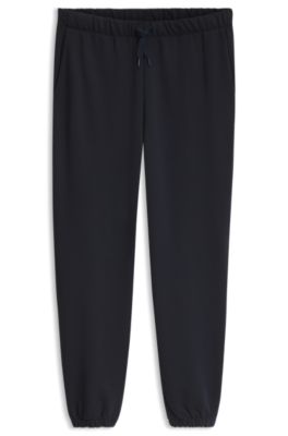 Cotton-terry tracksuit bottoms with logo detail, Dark Blue