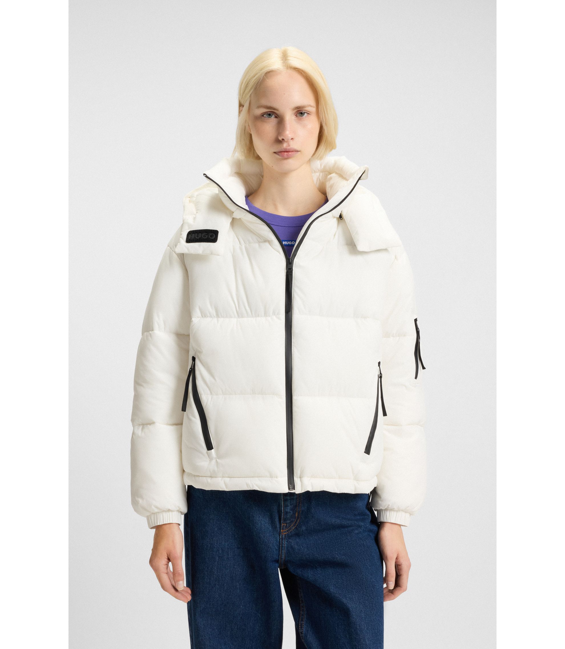 Wasserabweisende Steppjacke mit abnehmbarer Kapuze