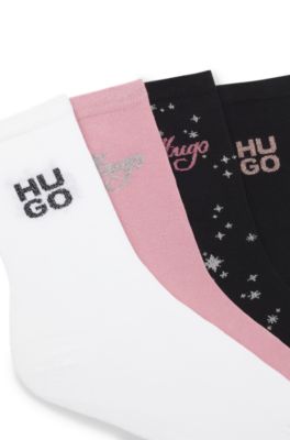 Calze ad altezza regolare in confezione regalo da quattro, Bianco / Nero