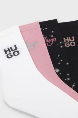 Gift-boxed four-pack of regular-length socks, White / Black