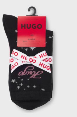 Gift-boxed four-pack of regular-length socks, White / Black