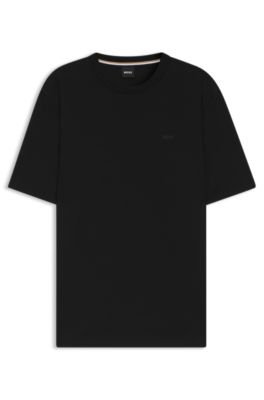 Cotton-jersey T-shirt with tonal logo, Black