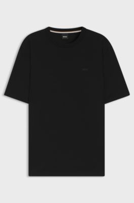Cotton-jersey T-shirt with tonal logo, Black