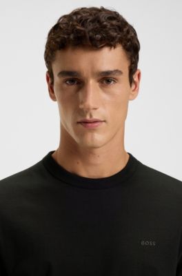 Cotton-jersey T-shirt with tonal logo, Black