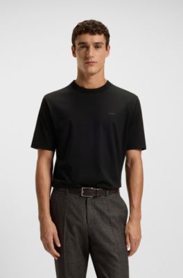 Cotton-jersey T-shirt with tonal logo, Black