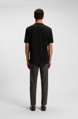 Cotton-jersey T-shirt with tonal logo, Black