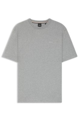 Cotton-jersey T-shirt with tonal logo, Silver