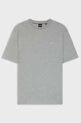 Cotton-jersey T-shirt with tonal logo, Silver