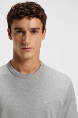 Cotton-jersey T-shirt with tonal logo, Silver