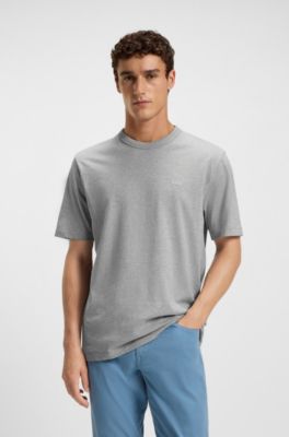 Cotton-jersey T-shirt with tonal logo, Silver