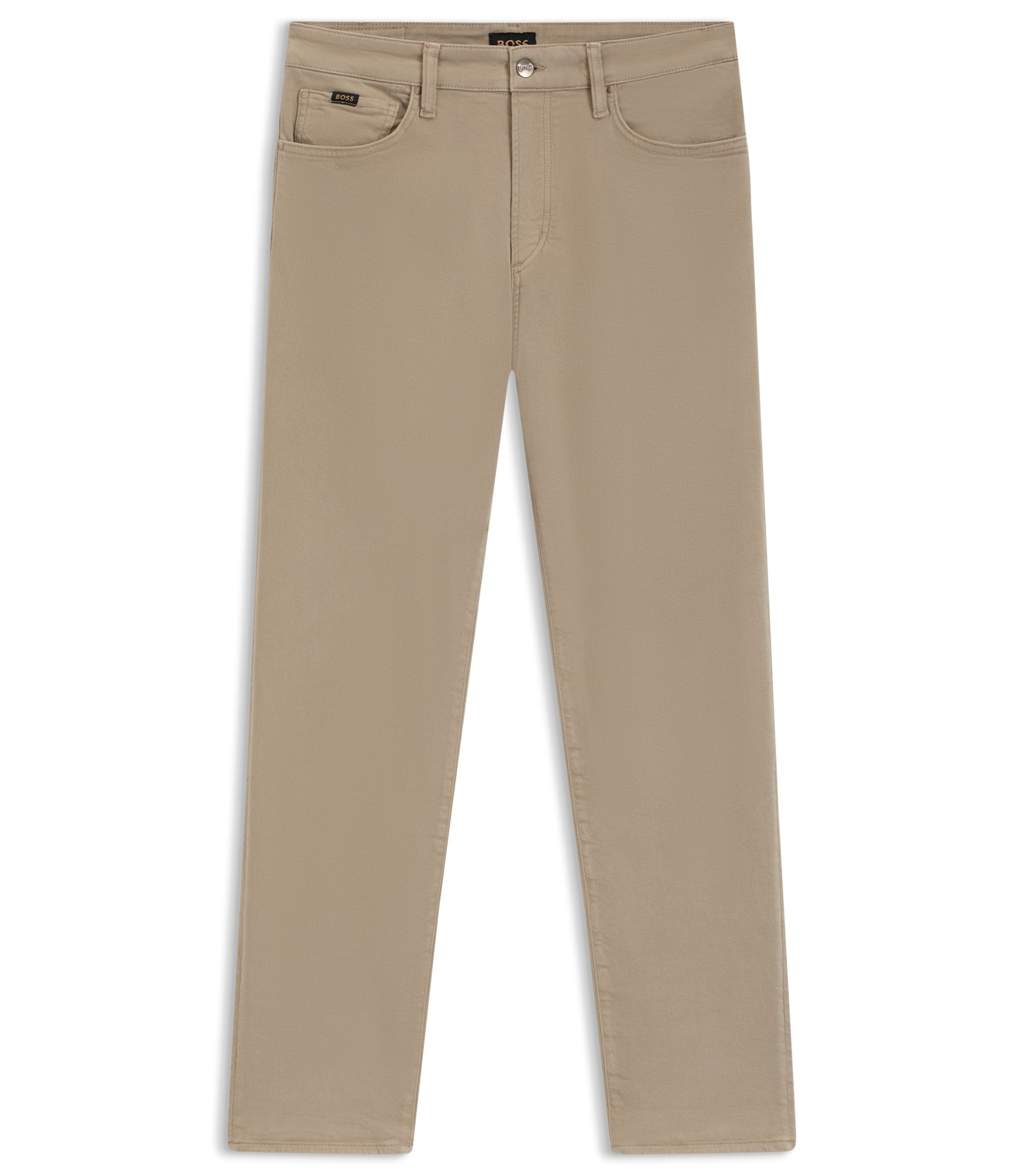 BOSS - Cosy-touch jeans in comfort-stretch denim - Beige