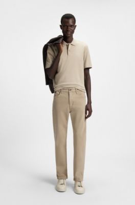 Jeans i comfort stretch-denim med en mysig k&auml;nsla, Beige