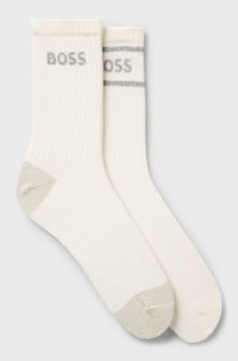 Two-pack of short-length socks with sparkly logos, Natural
