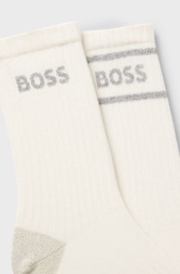 Two-pack of short-length socks with sparkly logos, Natural