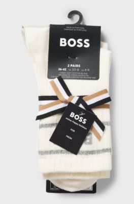 Two-pack of short-length socks with sparkly logos, Natural