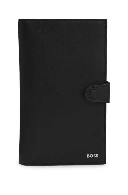 Structured travel wallet with logo lettering