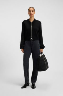 Textured tote bag with logo straps, Black