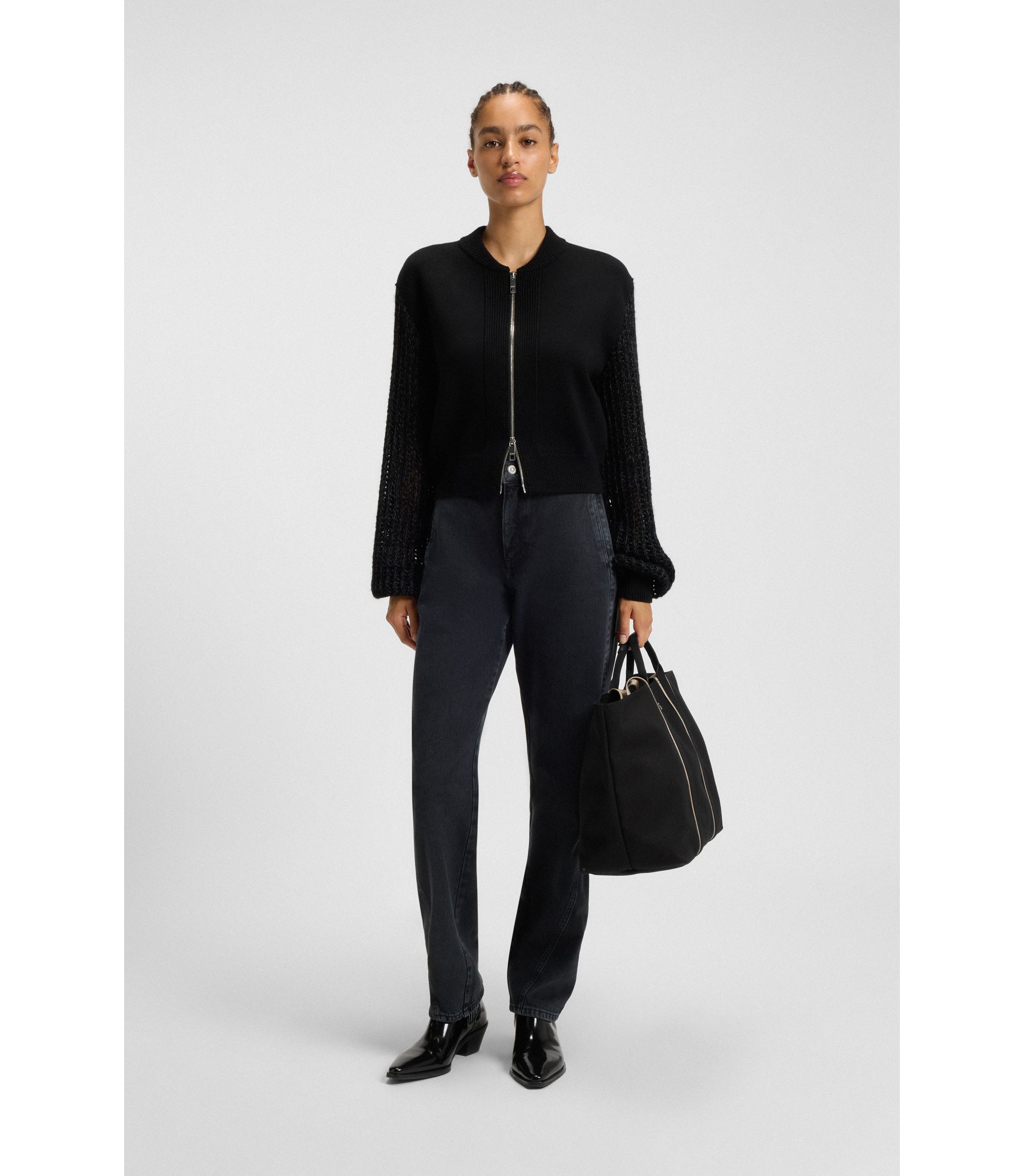 【新品・未使用】定価:54,890円／BOSS レザーバッグ ブラック BOSS BLACK New Crosstown WI NS レザー レポーターバッグ (Hugo