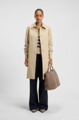 Textured tote bag with logo straps, Brown