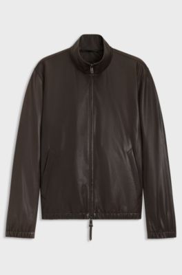 Regular-fit jacket in nappa leather, Dark Brown