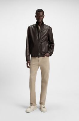 Regular-fit jacket in nappa leather, Dark Brown