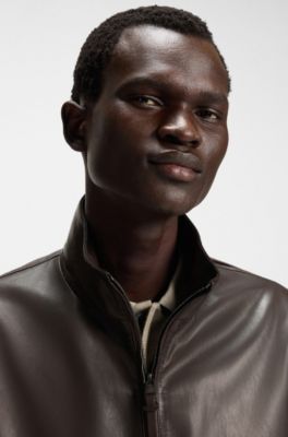 Regular-fit jacket in nappa leather, Dark Brown