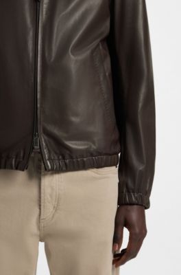 Regular-fit jacket in nappa leather, Dark Brown