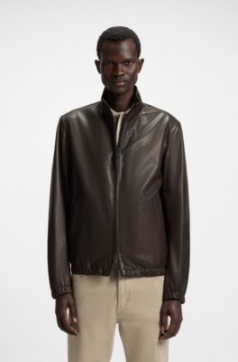 Regular-fit jacket in nappa leather, Dark Brown