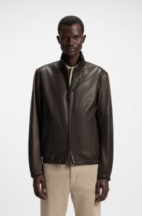 Regular-fit jacket in nappa leather, Dark Brown