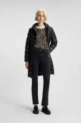 Water-repellent hooded coat with lightweight padding, Black