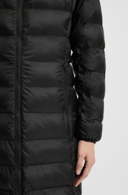 Water-repellent hooded coat with lightweight padding, Black