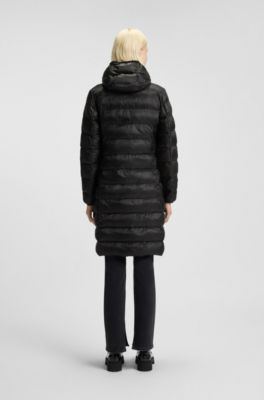 Water-repellent hooded coat with lightweight padding, Black